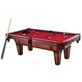 Load image into Gallery viewer, 7 Ft Pool Table with Red Burgundy Wool Top and Fringe Drop Pockets