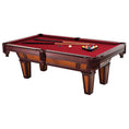 Load image into Gallery viewer, 7 Ft Pool Table with Red Burgundy Wool Top and Fringe Drop Pockets