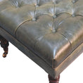 Load image into Gallery viewer, Buffalo Green Leather Ottoman with Castor Legs