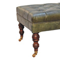 Load image into Gallery viewer, Buffalo Green Leather Ottoman with Castor Legs
