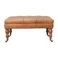 Load image into Gallery viewer, Buffalo Tan Leather Ottoman with Castor Legs