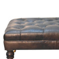 Load image into Gallery viewer, Buffalo Ash Black Leather Ottoman with Castor Legs