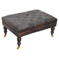 Load image into Gallery viewer, Buffalo Ash Black Leather Ottoman with Castor Legs
