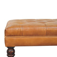 Load image into Gallery viewer, California Walnut Buffalo Green Leather Ottoman with Castor Legs