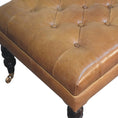 Load image into Gallery viewer, California Walnut Buffalo Green Leather Ottoman with Castor Legs