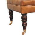 Load image into Gallery viewer, California Walnut Buffalo Green Leather Ottoman with Castor Legs