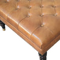 Load image into Gallery viewer, Studded Buffalo Tan Leather Ottoman with Castor Legs