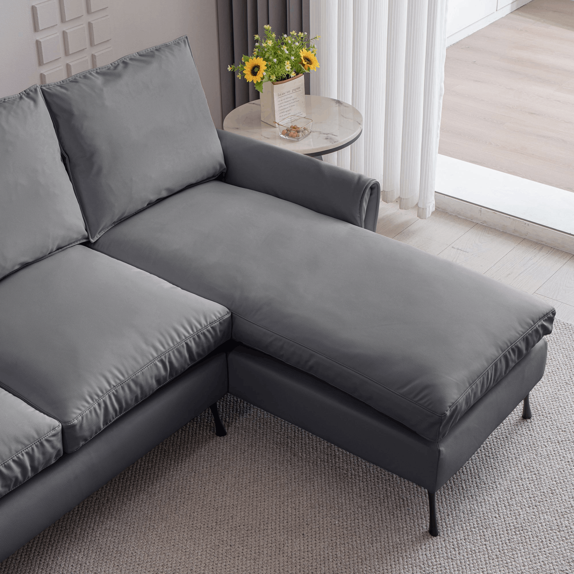 81"Modern Sectional Technical leather L-Shaped Sofa Couch with