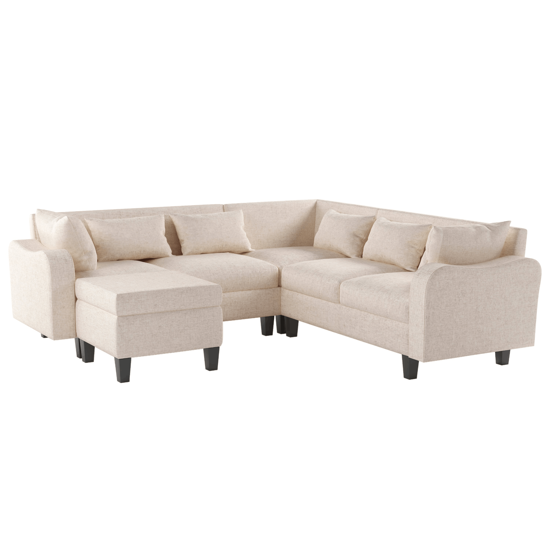 87" Modern Sectional Sofa with coffee table,6-Seat Couch Set with