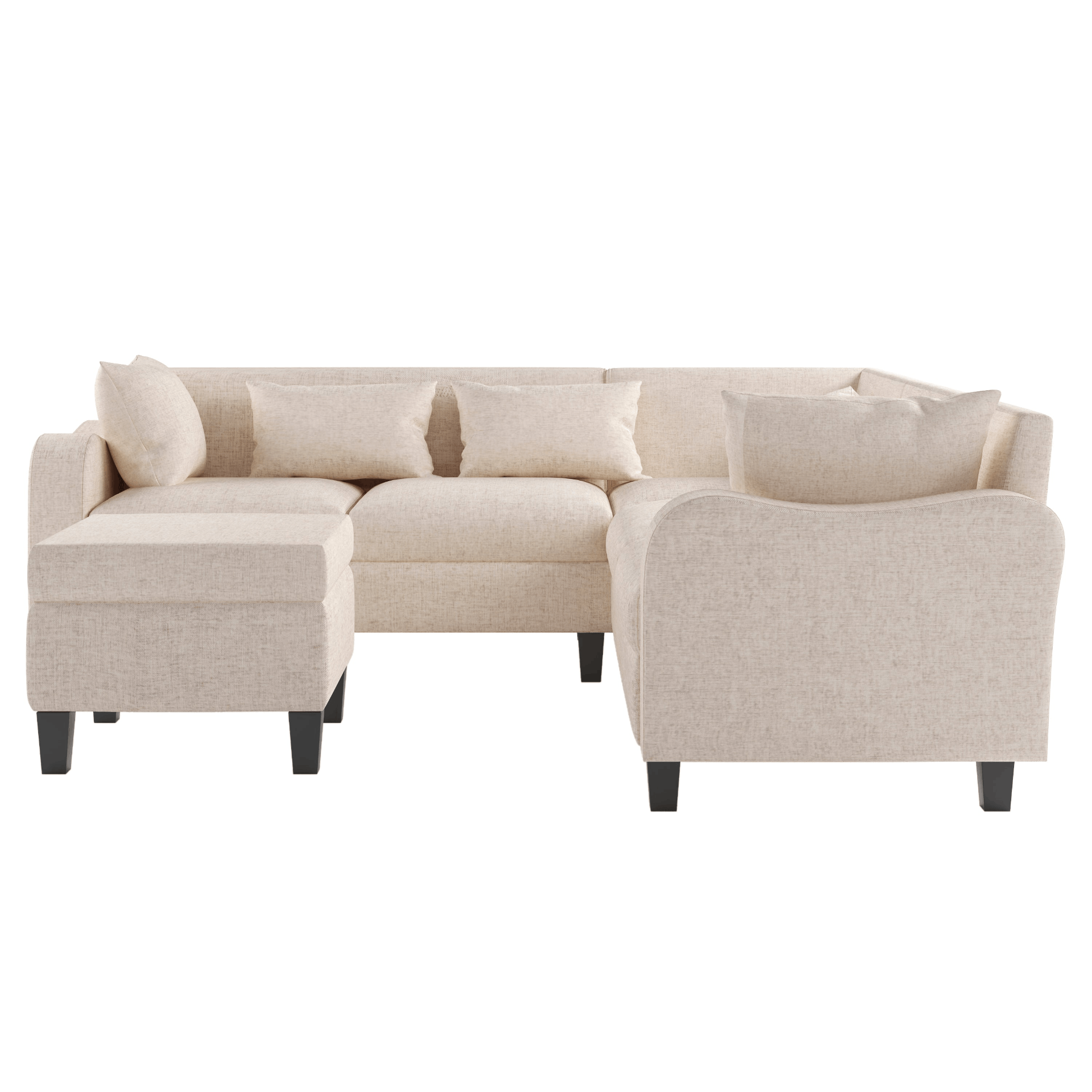 87" Modern Sectional Sofa with coffee table,6-Seat Couch Set with
