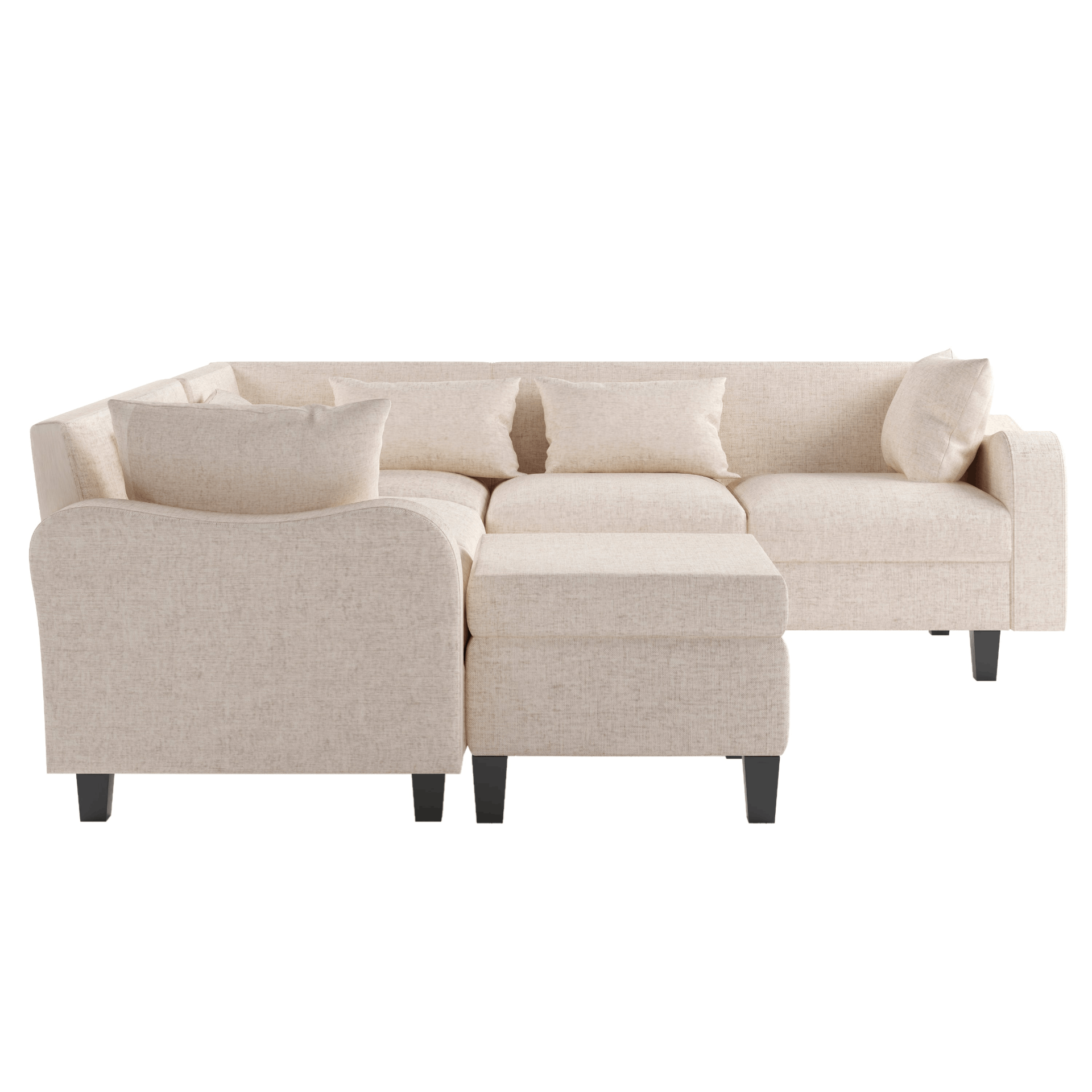 87" Modern Sectional Sofa with coffee table,6-Seat Couch Set with