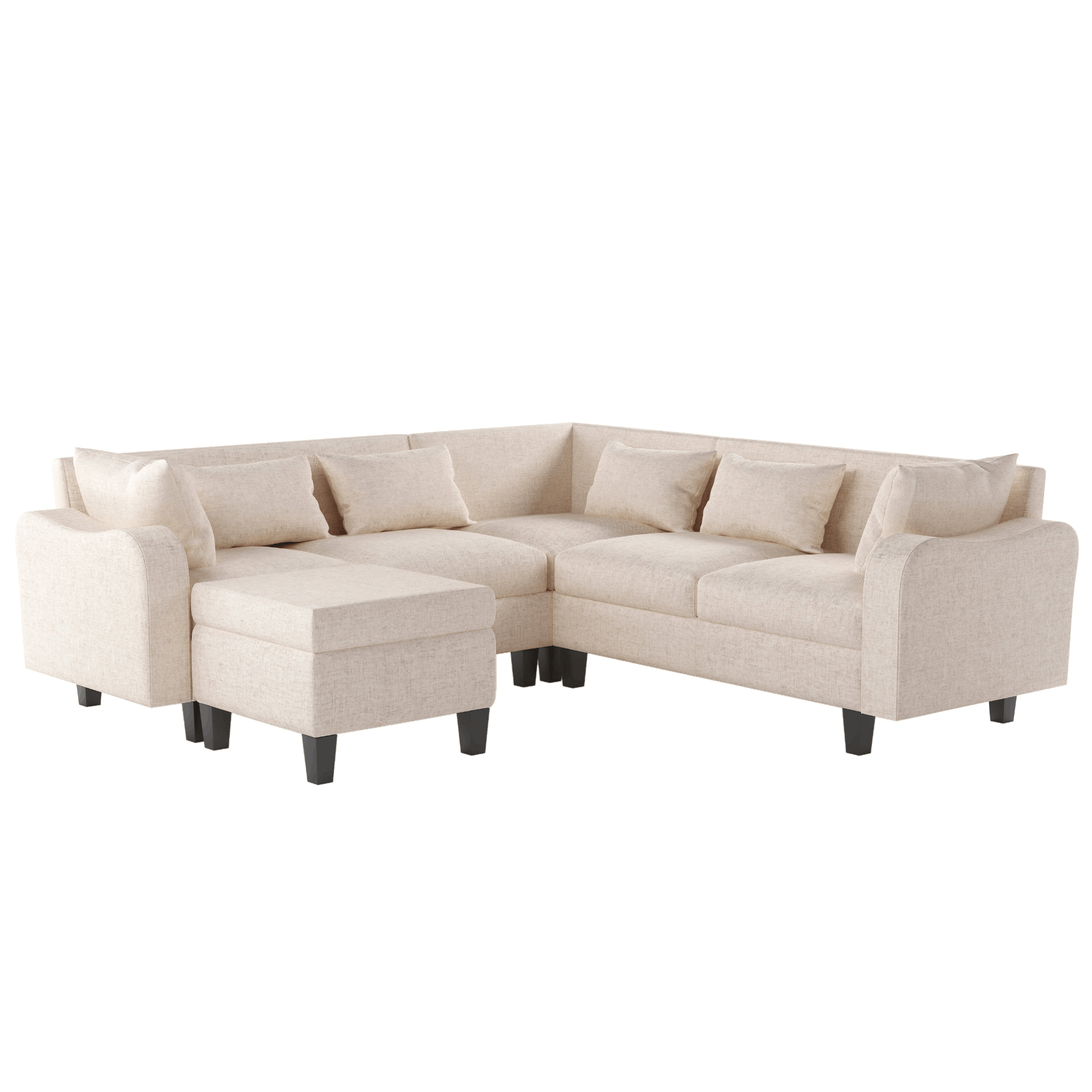 87" Modern Sectional Sofa with coffee table,6-Seat Couch Set with