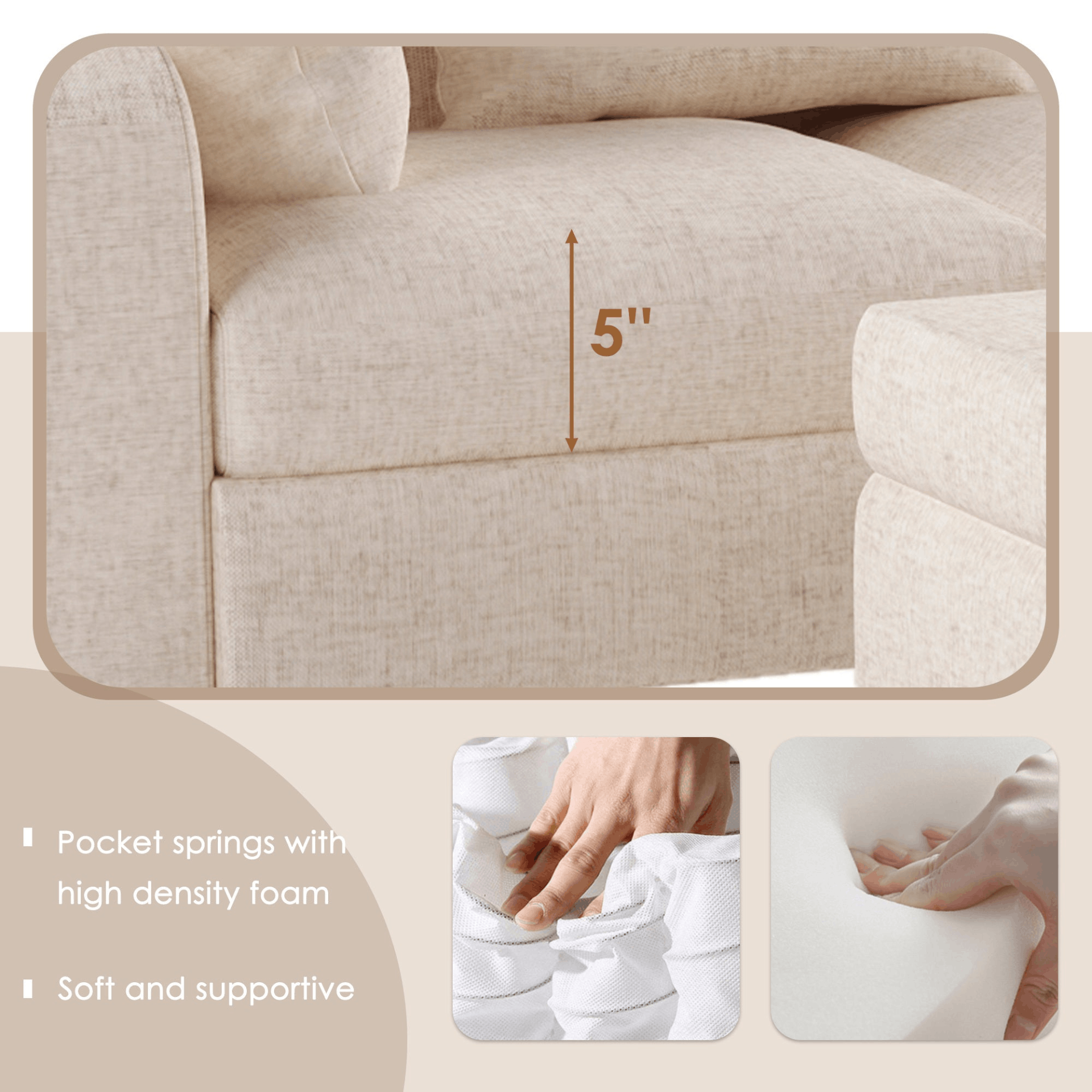 87" Modern Sectional Sofa with coffee table,6-Seat Couch Set with