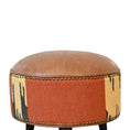 Load image into Gallery viewer, Durrie & Leather Mixed Footstool

