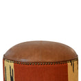 Load image into Gallery viewer, Durrie & Leather Mixed Footstool
