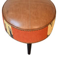 Load image into Gallery viewer, Durrie & Leather Mixed Footstool
