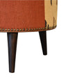 Load image into Gallery viewer, Durrie & Leather Mixed Footstool

