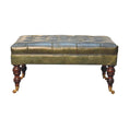 Load image into Gallery viewer, Buffalo Green Leather Ottoman with Castor Legs
