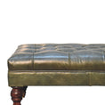 Load image into Gallery viewer, Buffalo Green Leather Ottoman with Castor Legs
