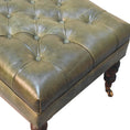 Load image into Gallery viewer, Buffalo Green Leather Ottoman with Castor Legs

