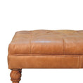 Load image into Gallery viewer, Buffalo Tan Leather Ottoman with Castor Legs
