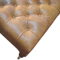 Load image into Gallery viewer, Buffalo Tan Leather Ottoman with Castor Legs

