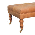 Load image into Gallery viewer, Buffalo Tan Leather Ottoman with Castor Legs
