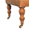 Load image into Gallery viewer, Buffalo Tan Leather Ottoman with Castor Legs
