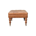 Load image into Gallery viewer, Buffalo Tan Leather Ottoman with Castor Legs

