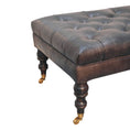 Load image into Gallery viewer, Buffalo Ash Black Leather Ottoman with Castor Legs
