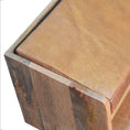 Load image into Gallery viewer, Oak-ish Bench with Tan Leather Seatpad
