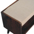 Load image into Gallery viewer, California Walnut bench with mud linen seat pad
