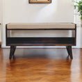 Load image into Gallery viewer, California Walnut bench with mud linen seat pad
