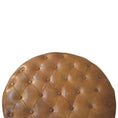 Load image into Gallery viewer, Brown Buffalo Leather Round Ottoman with Castor Legs
