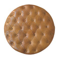 Load image into Gallery viewer, Brown Buffalo Leather Round Ottoman with Castor Legs
