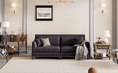 Load image into Gallery viewer, Upholstered Country Style Sofa with Wooden Legs and Two Throw Pillows
