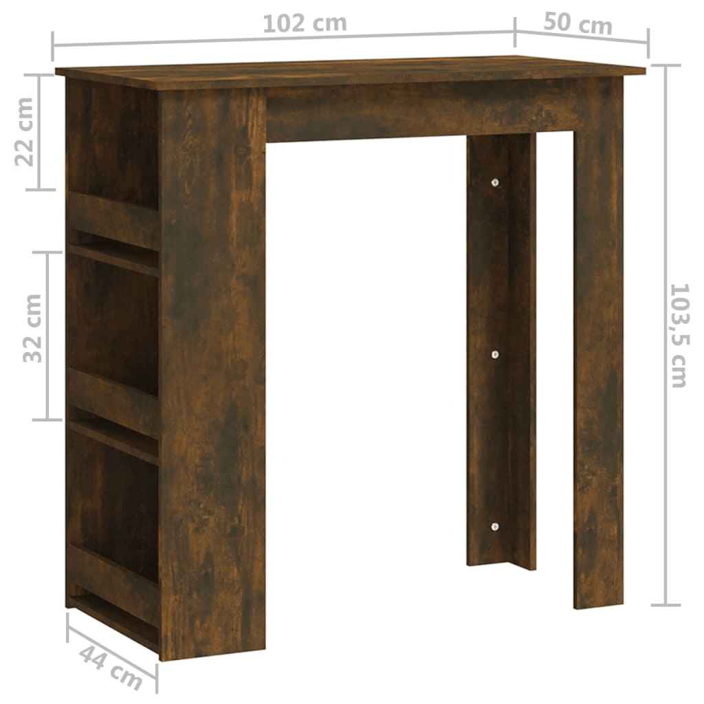 vidaXL Bar Table with Storage Rack Smoked Oak 40.2"x19.7"x40.7"